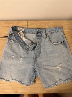 Levi 501 Light Wash Distressed Denim Cutoff Shorts